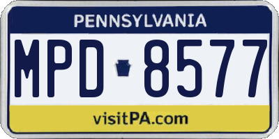 PA license plate MPD8577