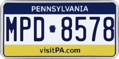 PA license plate MPD8578