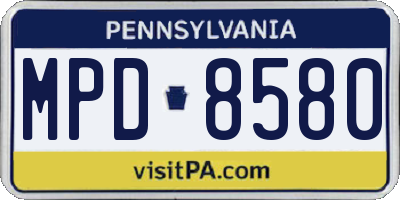 PA license plate MPD8580