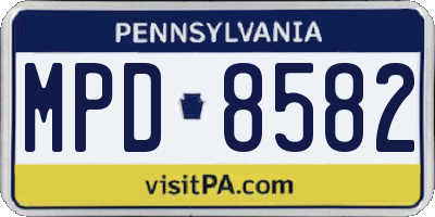 PA license plate MPD8582