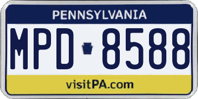 PA license plate MPD8588
