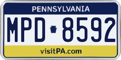 PA license plate MPD8592