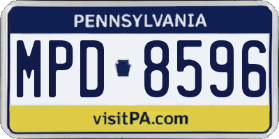 PA license plate MPD8596
