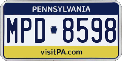 PA license plate MPD8598