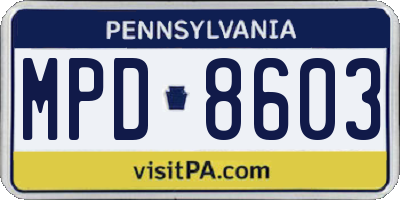 PA license plate MPD8603