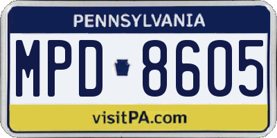 PA license plate MPD8605