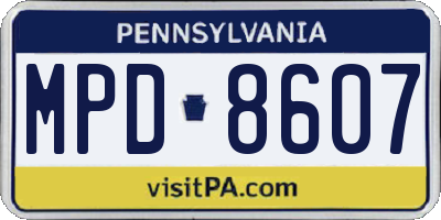 PA license plate MPD8607