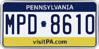 PA license plate MPD8610