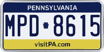 PA license plate MPD8615