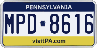 PA license plate MPD8616