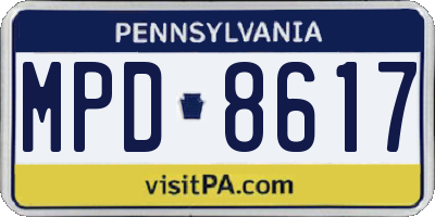 PA license plate MPD8617
