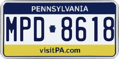 PA license plate MPD8618