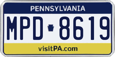 PA license plate MPD8619