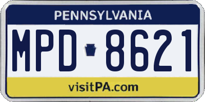 PA license plate MPD8621