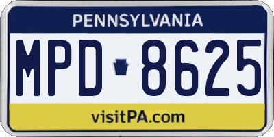 PA license plate MPD8625