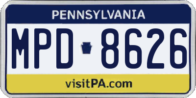 PA license plate MPD8626