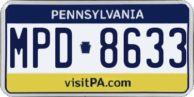 PA license plate MPD8633