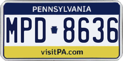 PA license plate MPD8636