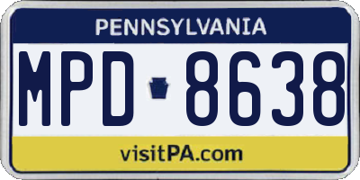PA license plate MPD8638