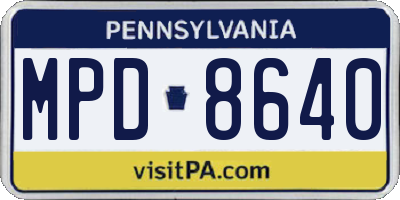 PA license plate MPD8640