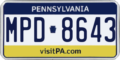 PA license plate MPD8643