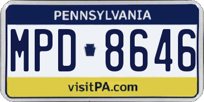PA license plate MPD8646