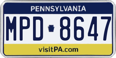 PA license plate MPD8647