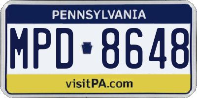 PA license plate MPD8648