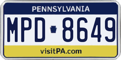 PA license plate MPD8649