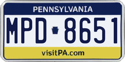PA license plate MPD8651