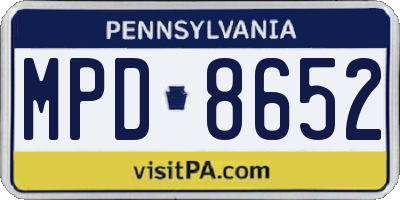 PA license plate MPD8652