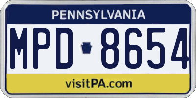 PA license plate MPD8654