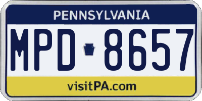 PA license plate MPD8657