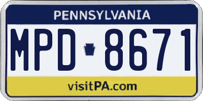 PA license plate MPD8671