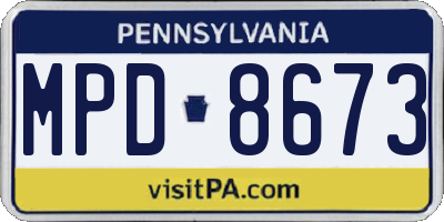 PA license plate MPD8673