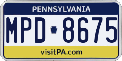 PA license plate MPD8675