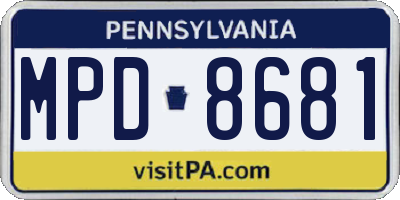PA license plate MPD8681