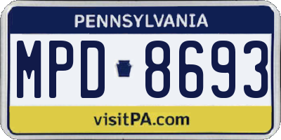 PA license plate MPD8693