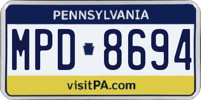 PA license plate MPD8694