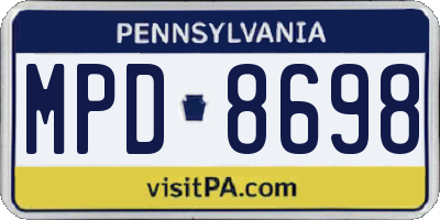 PA license plate MPD8698