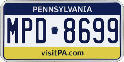 PA license plate MPD8699