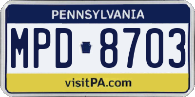 PA license plate MPD8703