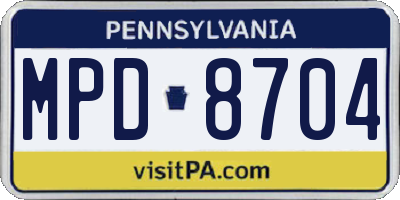PA license plate MPD8704