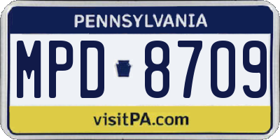 PA license plate MPD8709