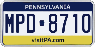 PA license plate MPD8710
