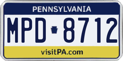 PA license plate MPD8712
