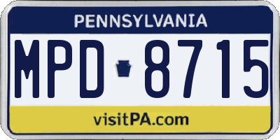 PA license plate MPD8715