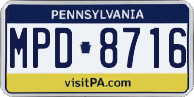 PA license plate MPD8716