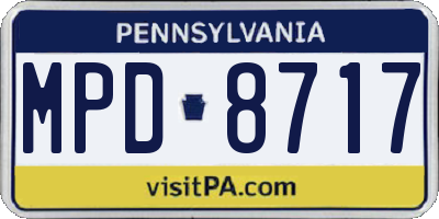 PA license plate MPD8717