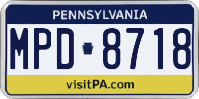 PA license plate MPD8718